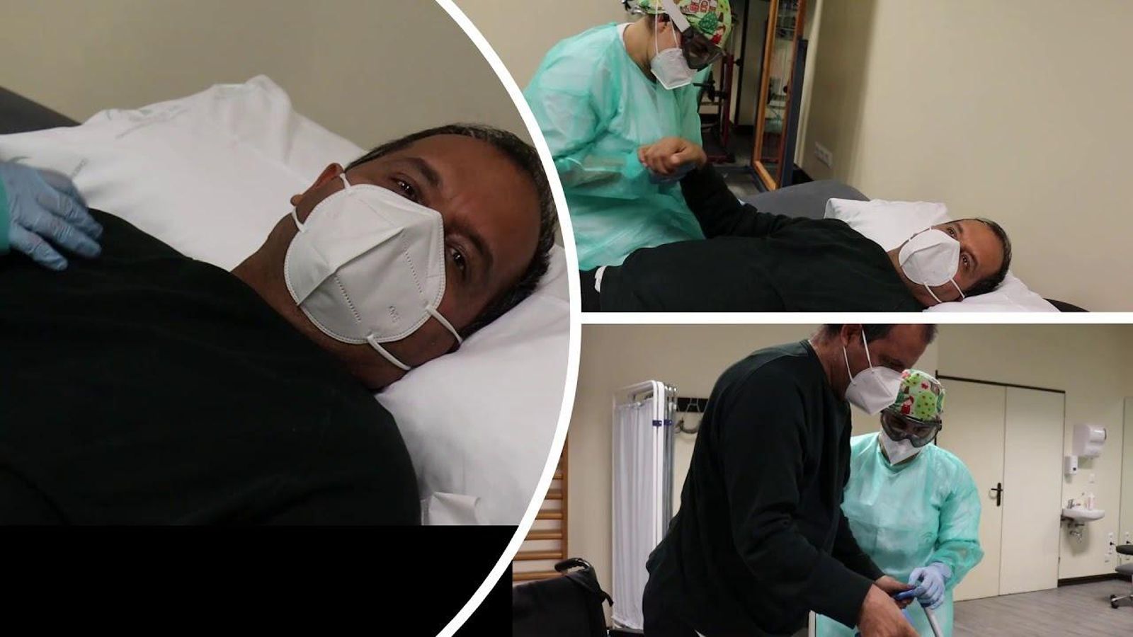 Munir Abu Jok Rajab durante su proceso de rehabilitación en el Hospital de Poniente.