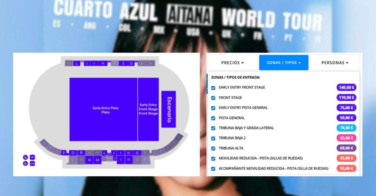 Precios del concierto de Aitana en Roquetas de Mar.