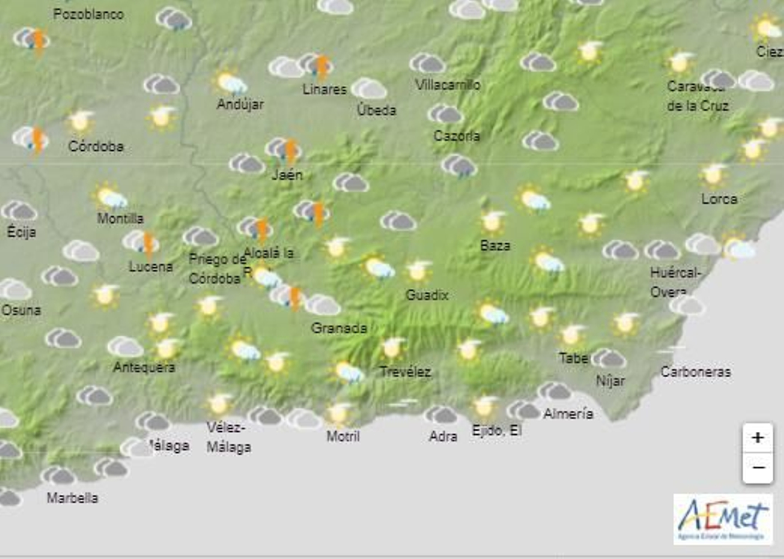 Previsión para hoy en Granada.