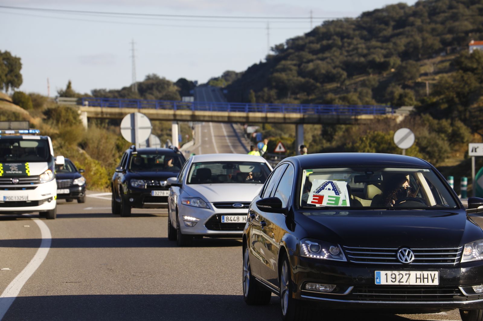 Las fotografías de la marcha lenta entre Córdoba y Badajoz para exigir la autovía A-81