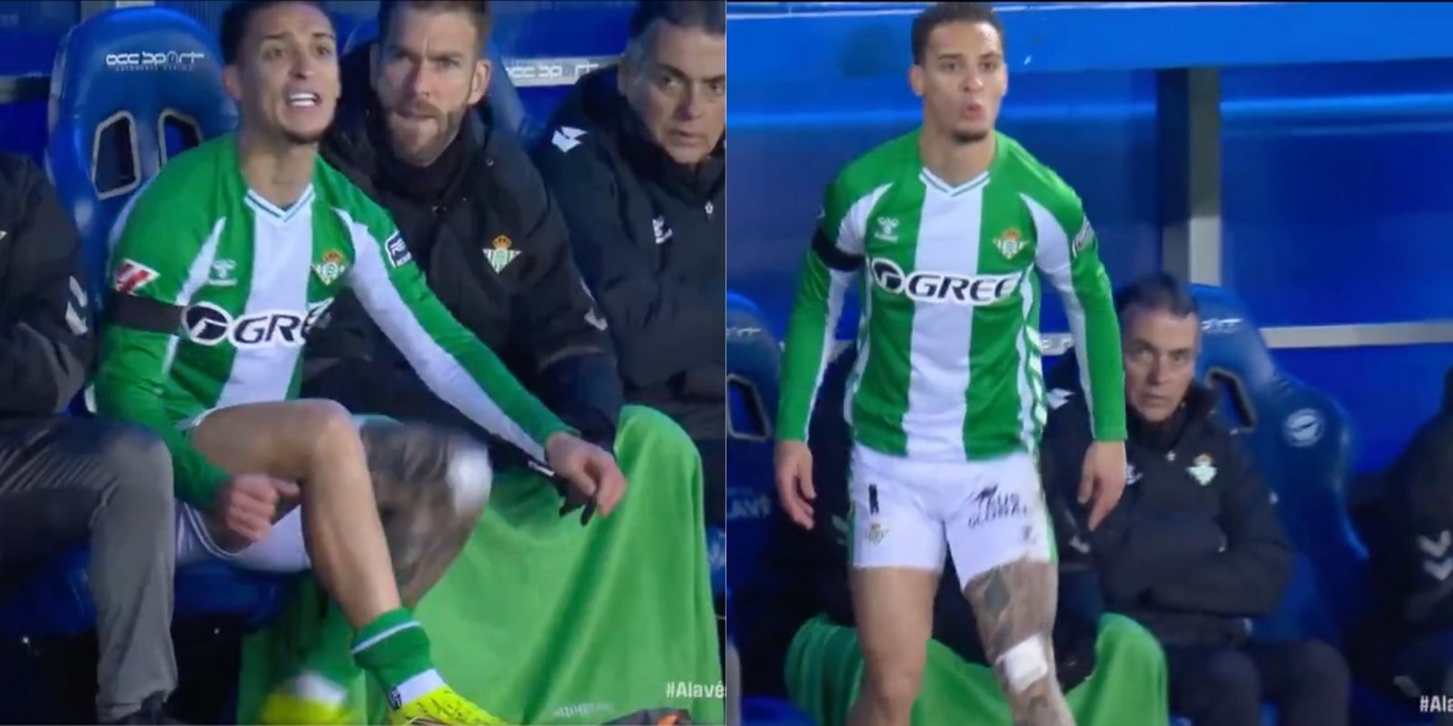 El enfado de Antony tras ser sustituido ante el Alavés