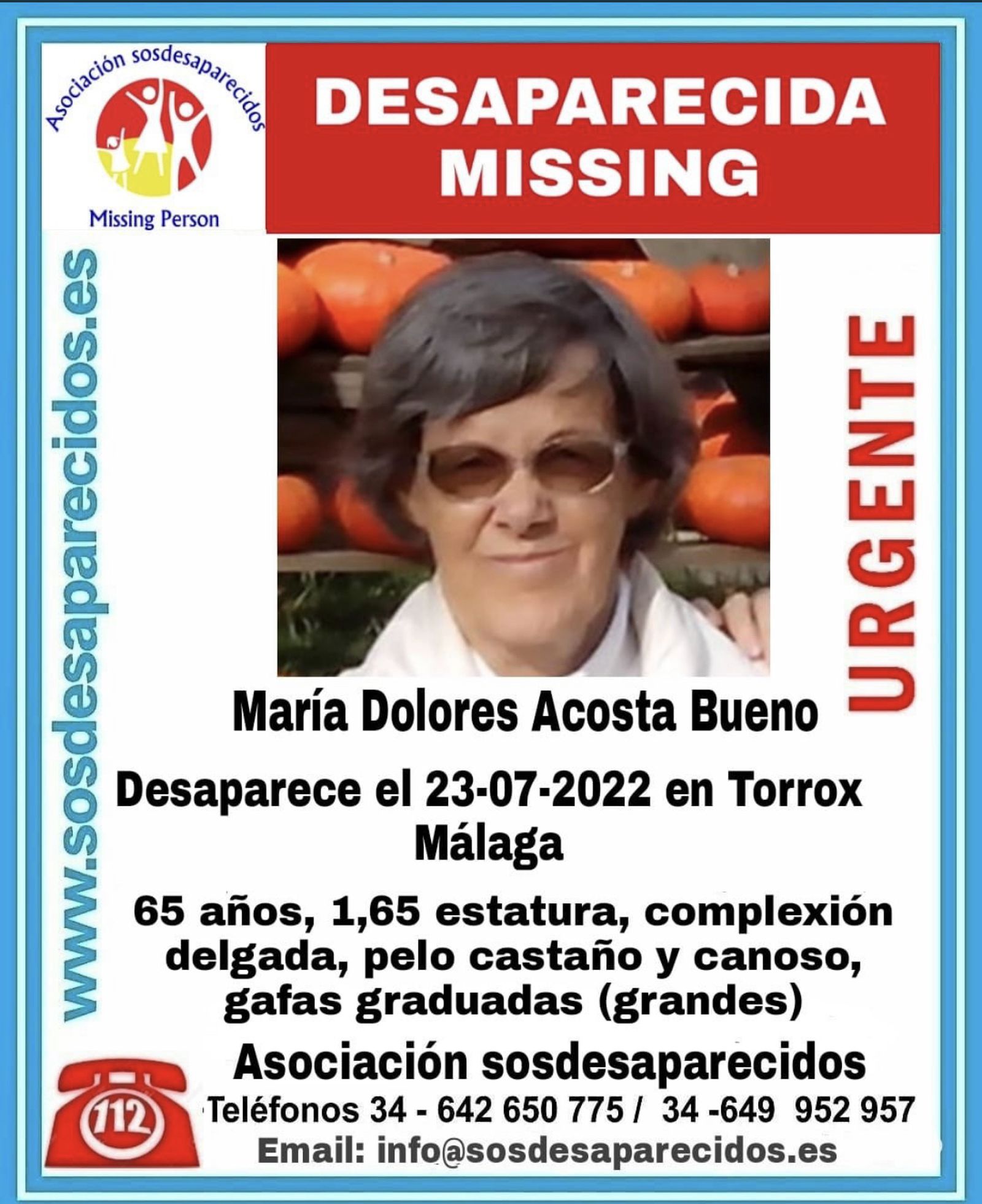Buscan a una mujer de 65 años desaparecida desde el sábado en Torrox