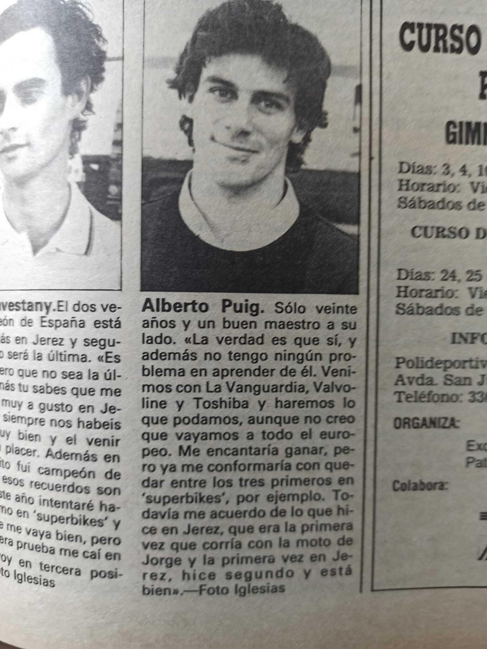 Entrevista a un jovencísimo Alberto Puig.