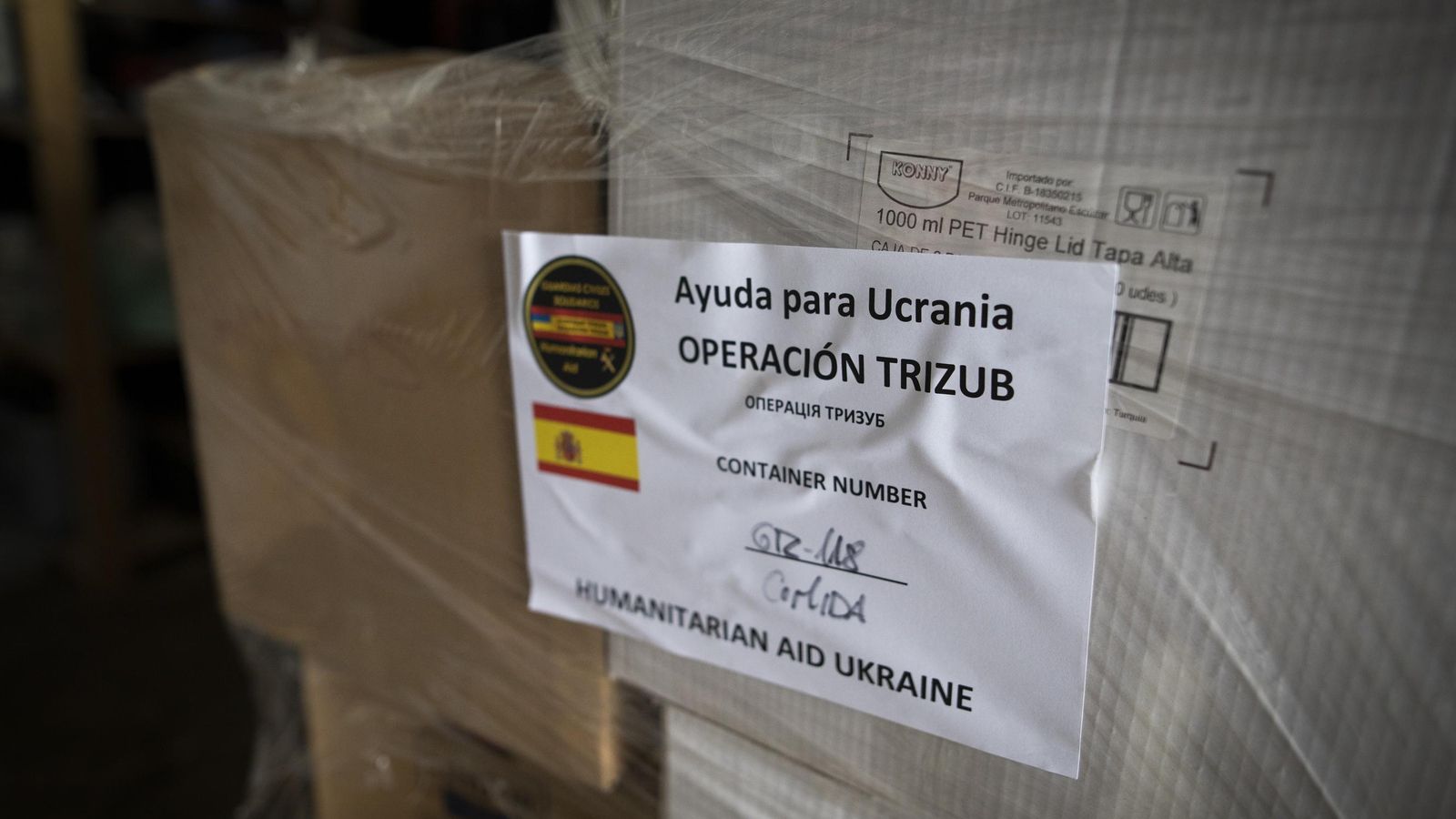 Uno de los paquetes preparados para el transporte