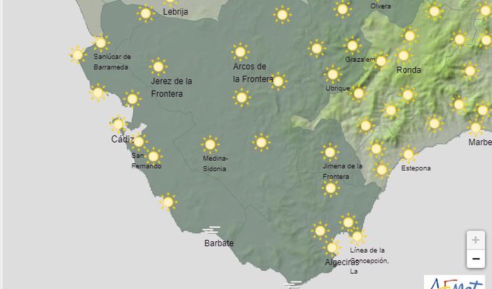 El tiempo en Cádiz 22 de agosto