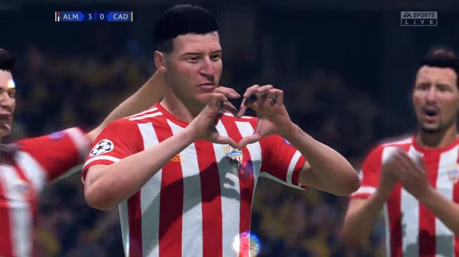 Darwin Núñez celebrando un gol durante un encuentro en el videojuego FIFA 20.