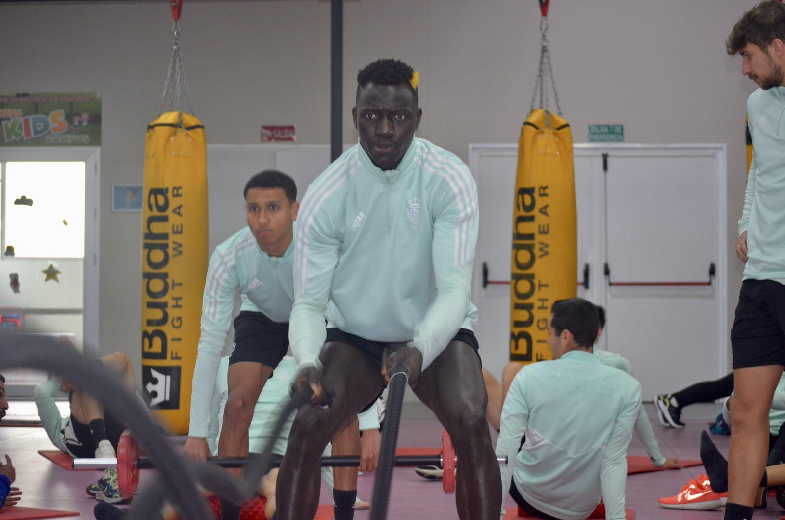 Los jugadores del Recreativo durante un entrenamiento esta semana.