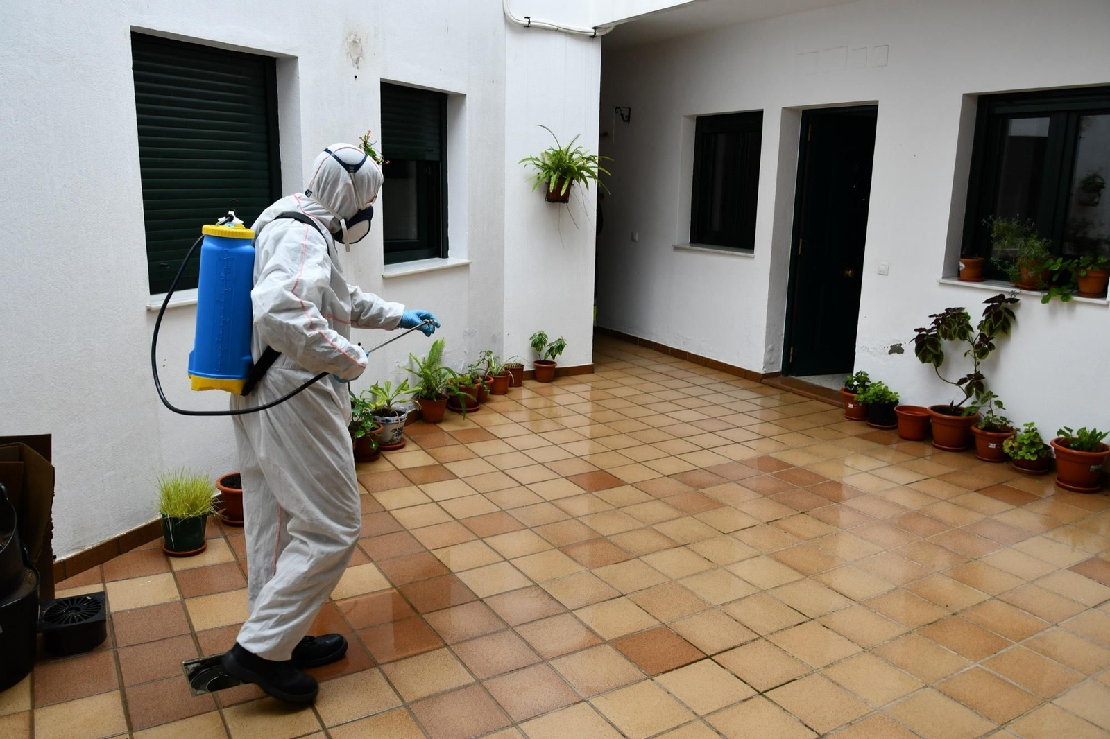 Labores de desinfección en un centro para mayores de San Roque.