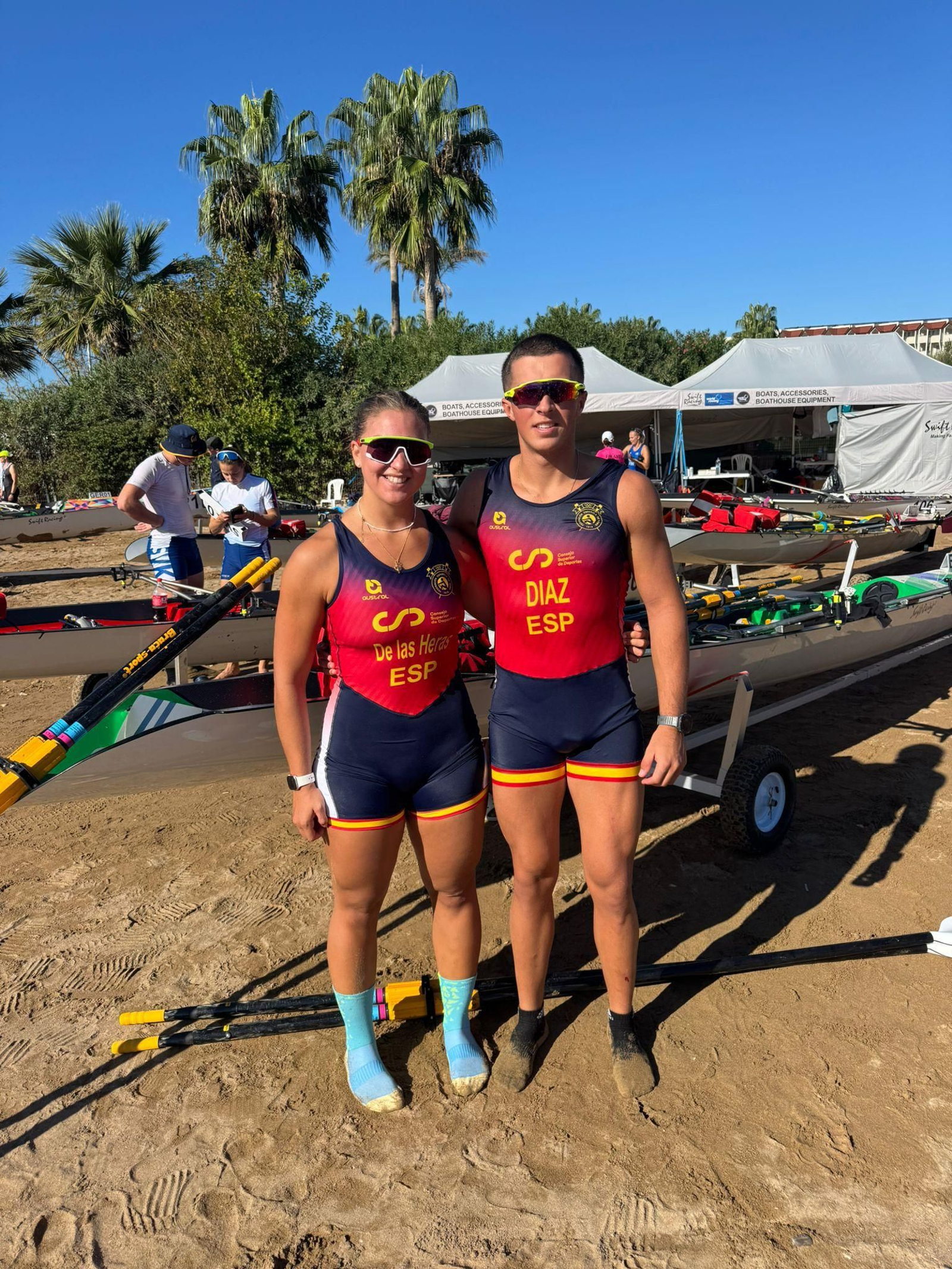 Tres medallas malagueñas en  el Campeonato de Europa de remo de mar