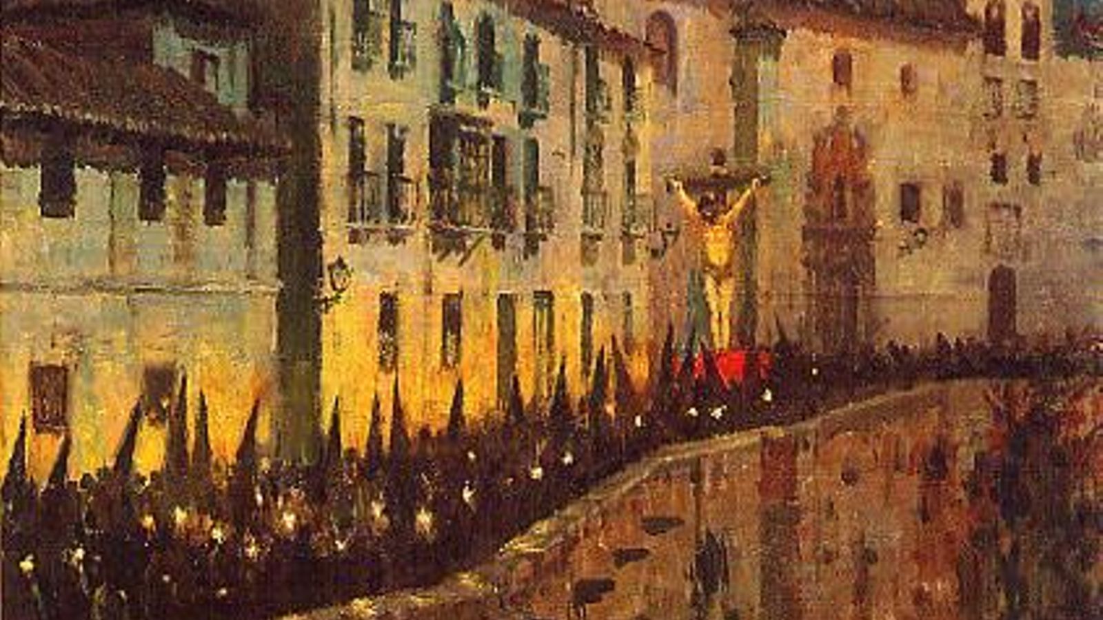 Ilustración de un paso de Semana Santa en la Carrera del Darro