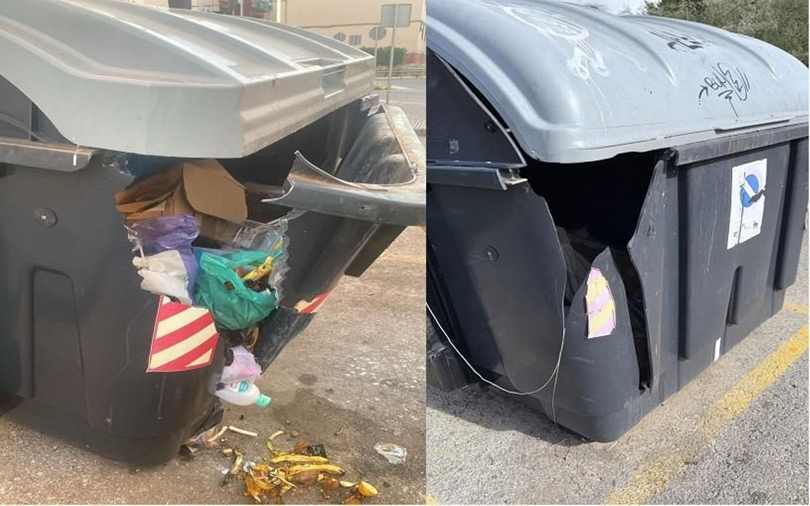 Dos contenedores en pésimo estado en las calles portuenses.