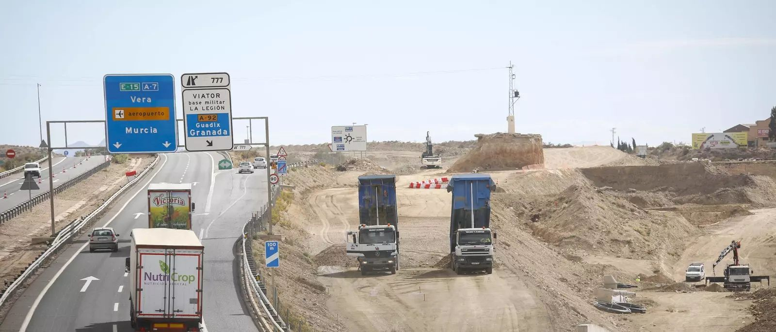 Obras para la conexión entre la A7 y la A-92 en Viator.