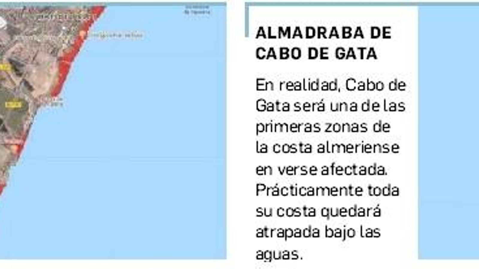 Zonas más afectadas por la subida del nivel del mar en Almería