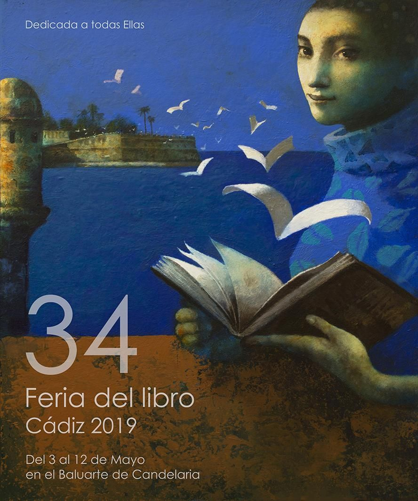 Imagen del cartel de la 34 Feria del Libro de Cádiz realizado por la artista Nicoletta Thomas.