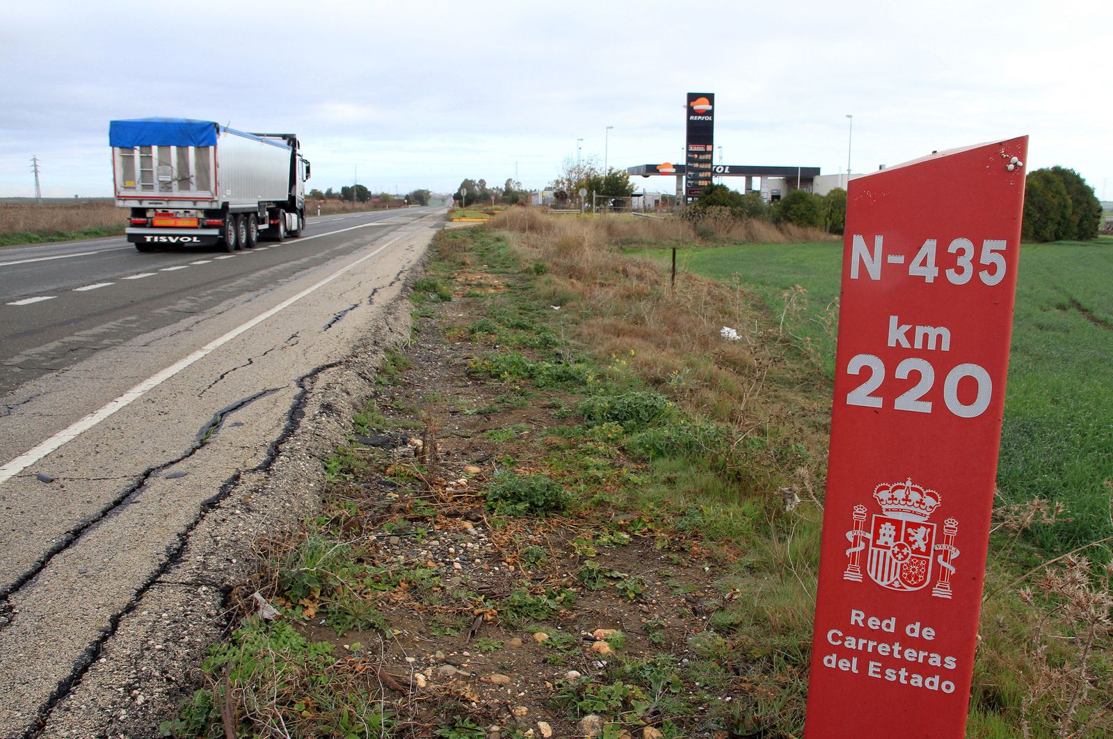 Tramo de la carretera N-435 que se vería afectado por la construcción de la autovía.