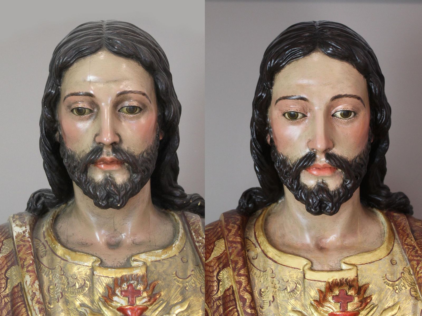 El antes y después de la restauración de la talla