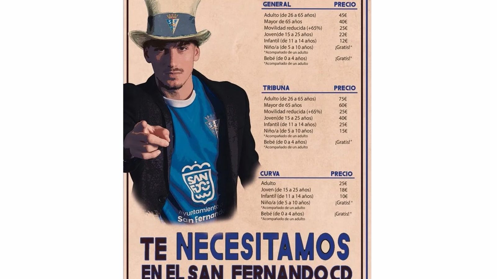 Tabla con los precios de la campaña.