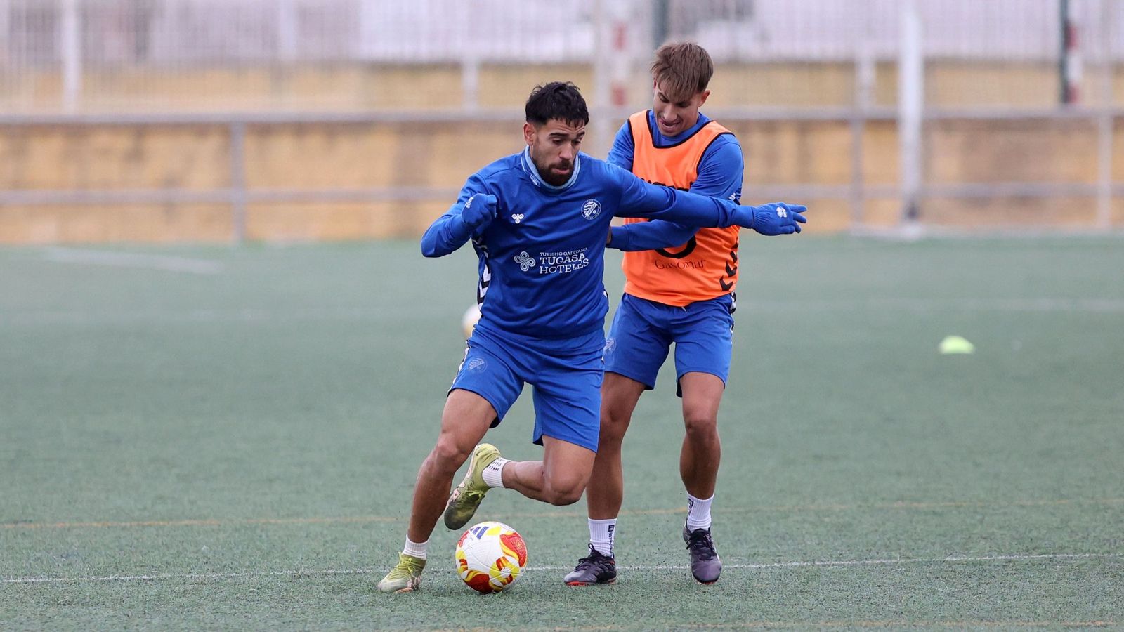 El delantero azulino Christian Dieste, en un entrenamiento.
