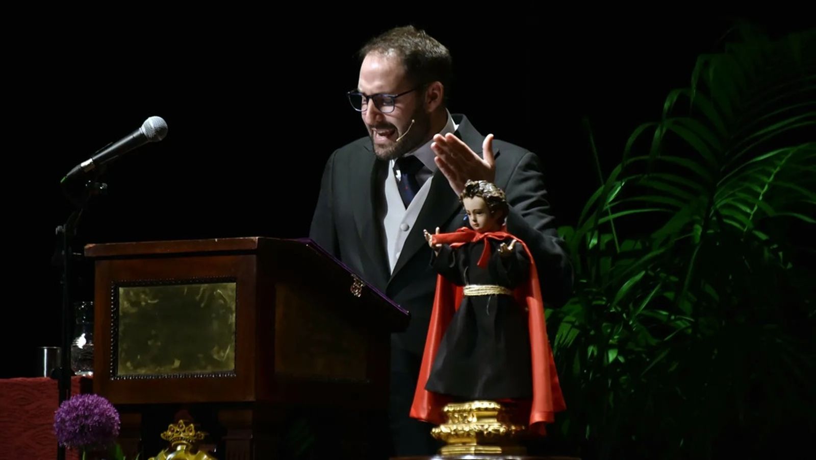 José Manuel Sánchez, durante el Pregón Oficial de la Semana Santa de 2019.