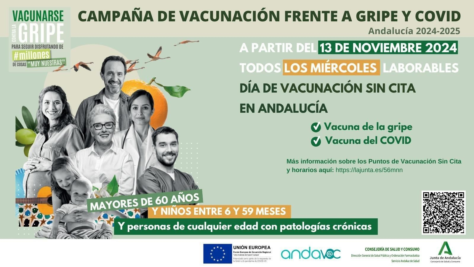 Cartel de la campaña de vacunación frente a gripo y covid