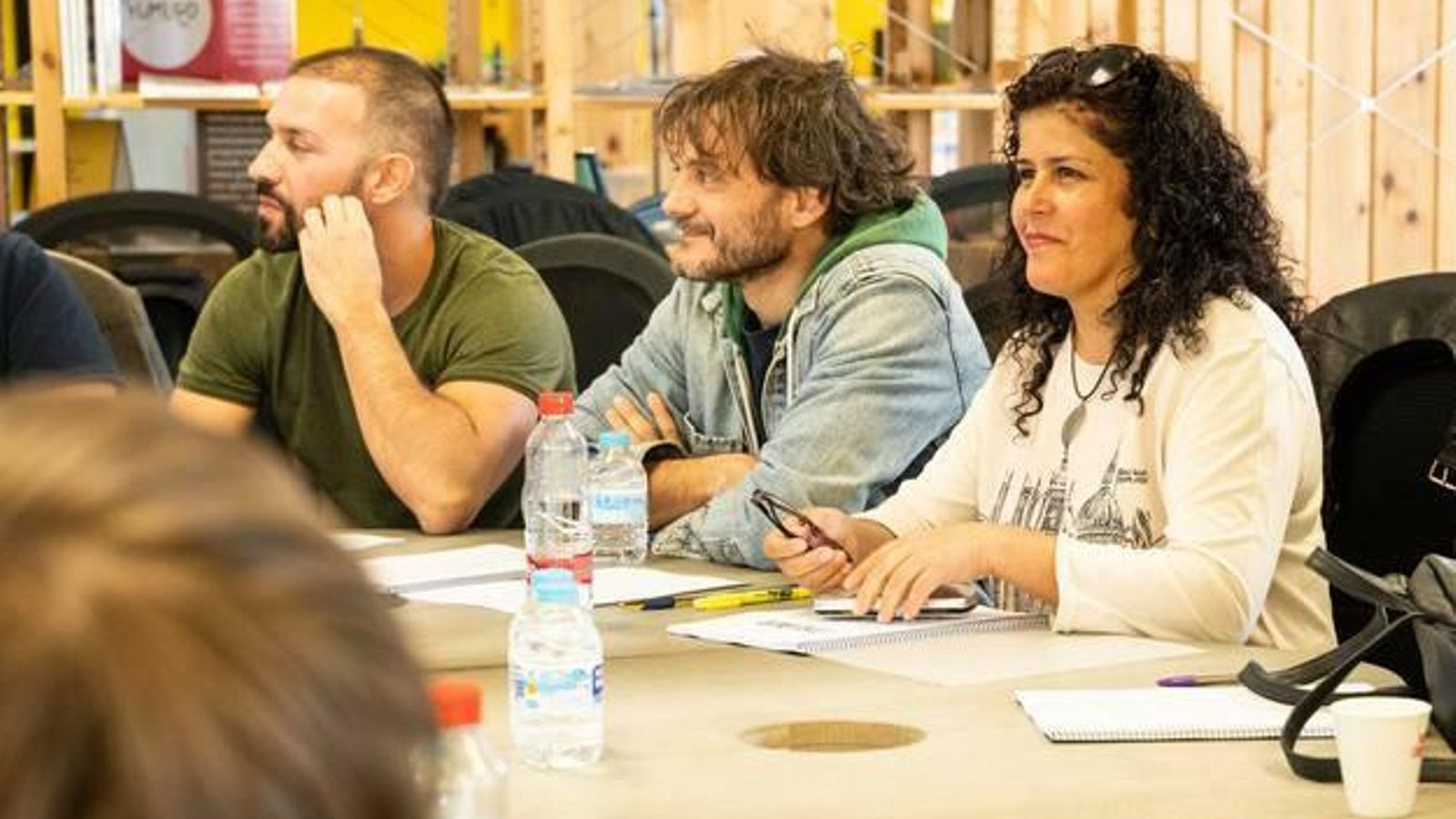 Vicente Romero, Salva Reina y Laura Baena, en plena lectura del guión.