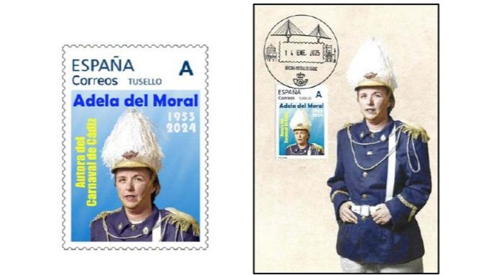 El sello y la tarjeta máxima que se han dedicado a Adela del Moral.