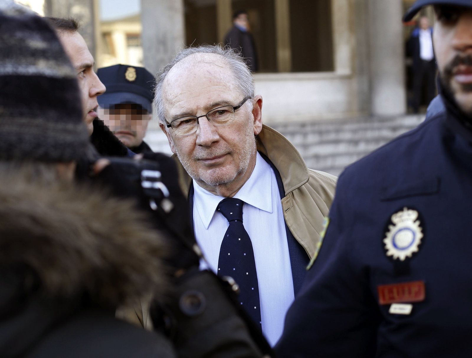 El ex presidente de Bankia Rodrigo  Rato, a su salida de los juzgados.