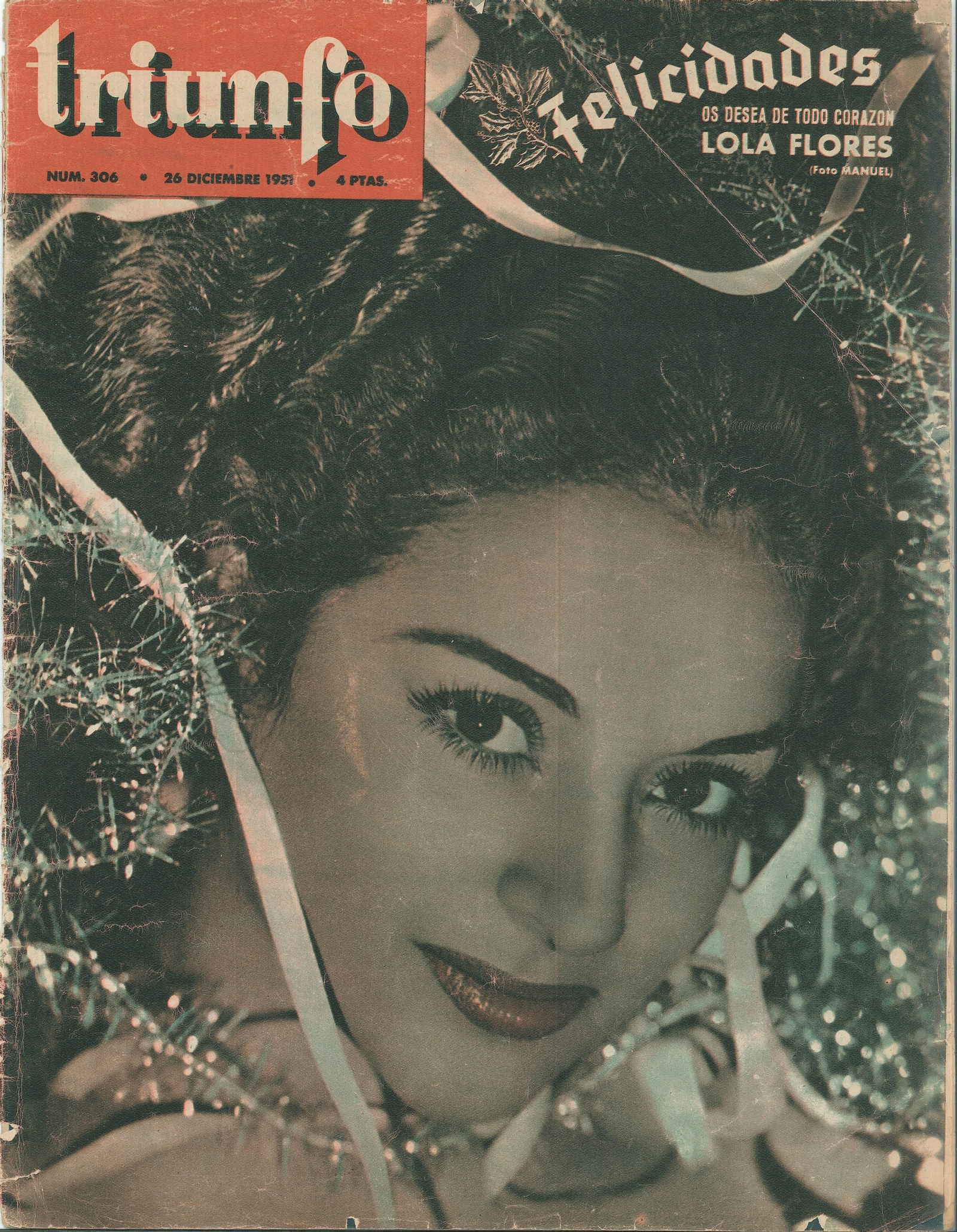 Lola, en la revista Triunfo, en la Navidad de 1951.