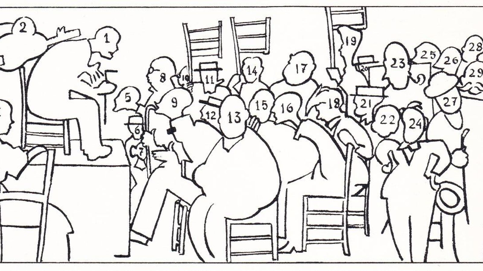 Dibujo de identificación de cada personaje de la caricatura.