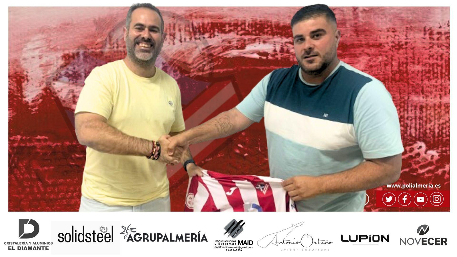 Cartel con el que la entidad rojiblanca de pantalón azul anunciaba a Cristian Úbeda como su nuevo presidente.