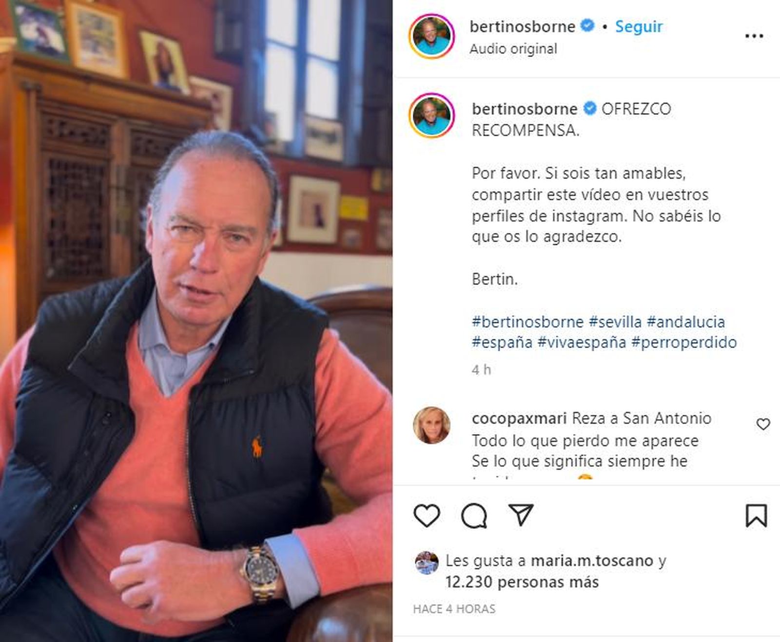 Bertín Osborne en Instagram