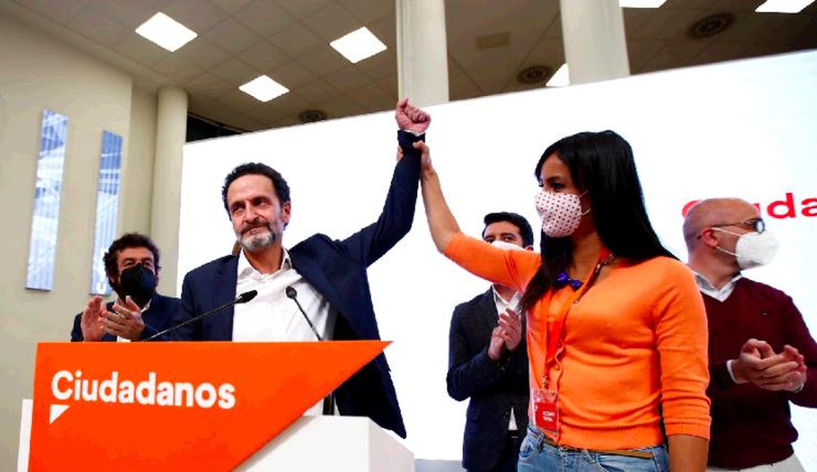 El candidato de Cs, Edmundo Bal, y la vicealcaldesa de Madrid, Begoña Villacís.