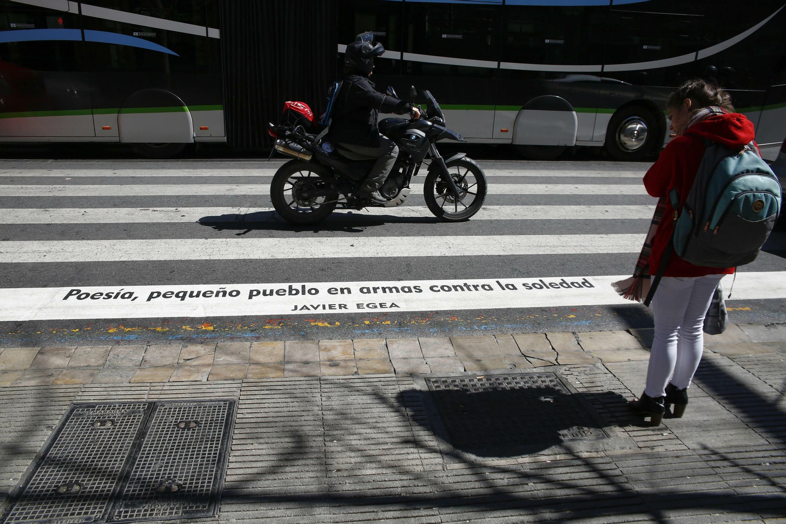 Granada llena de versos sus pasos de cebra en el Día Mundial de la Poesía