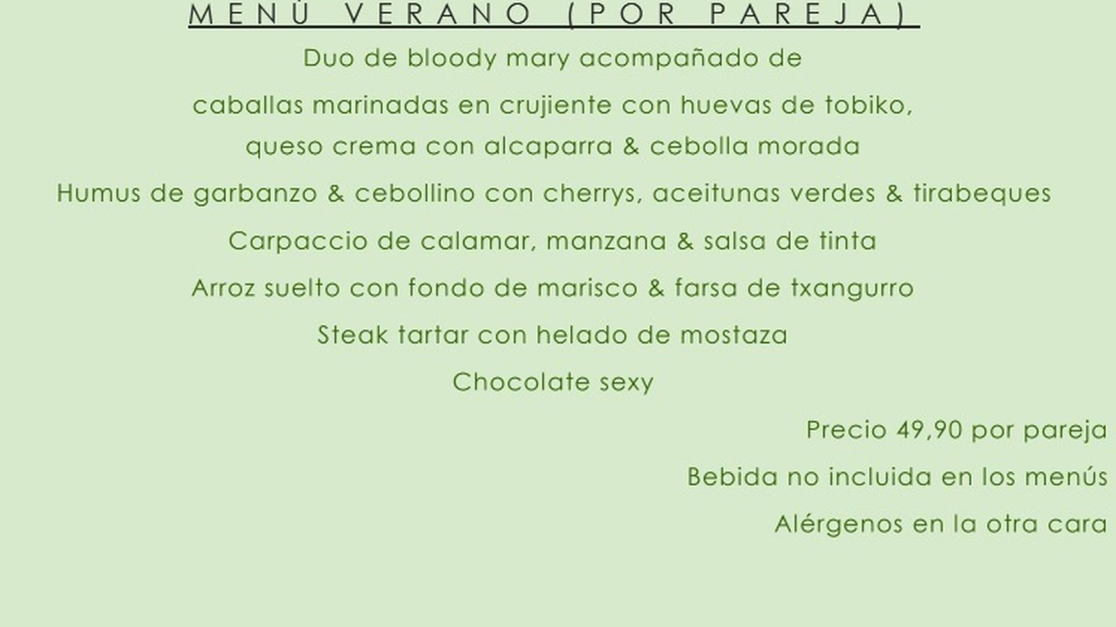 Menú degustación de Edición Limitada