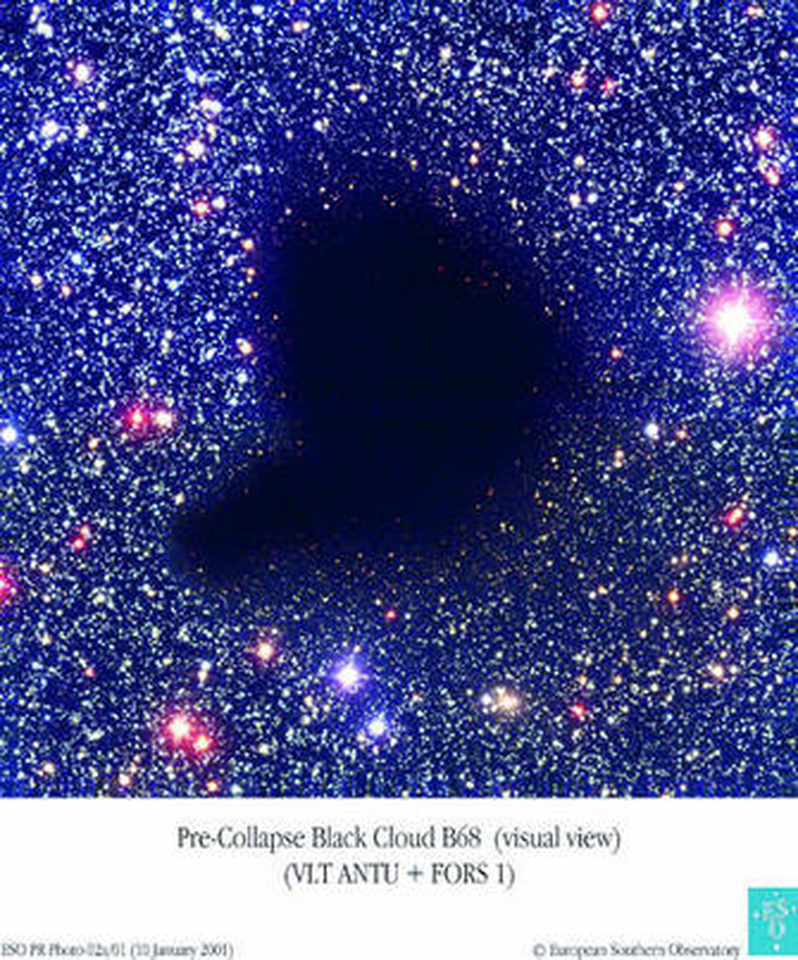 Imagen de la nube sin estrellas'Barnard 68'.