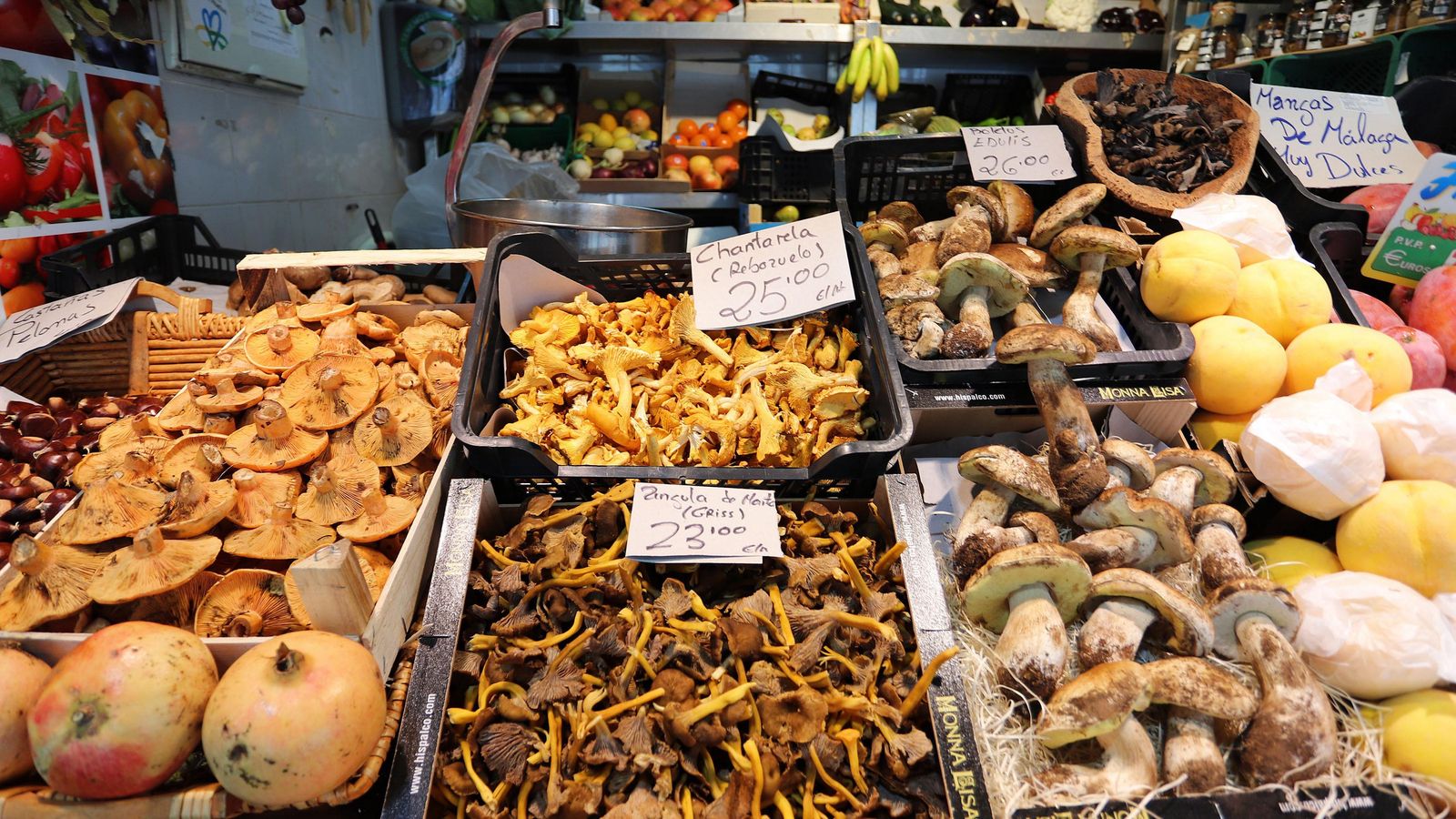 Setas y gurumelos en el Mercado del Carmen.