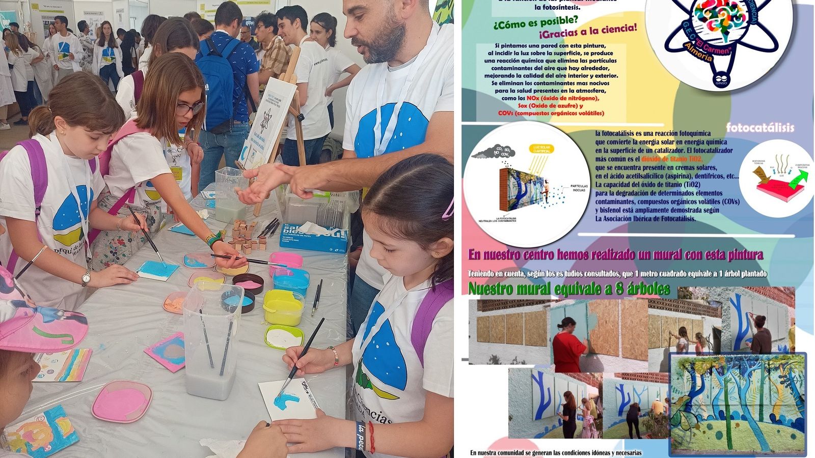 El poster que se presentó en la Feria de la Ciencia con imágenes del mural