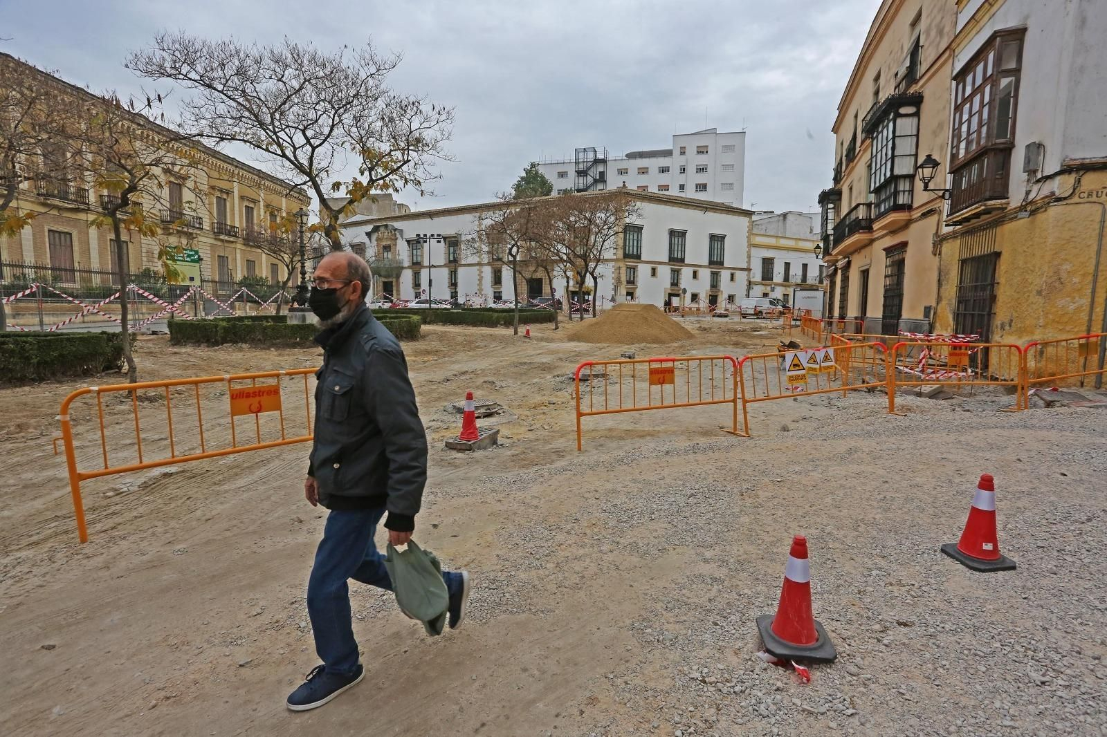 La plaza del Arroyo durante las obras en febrero de este año
