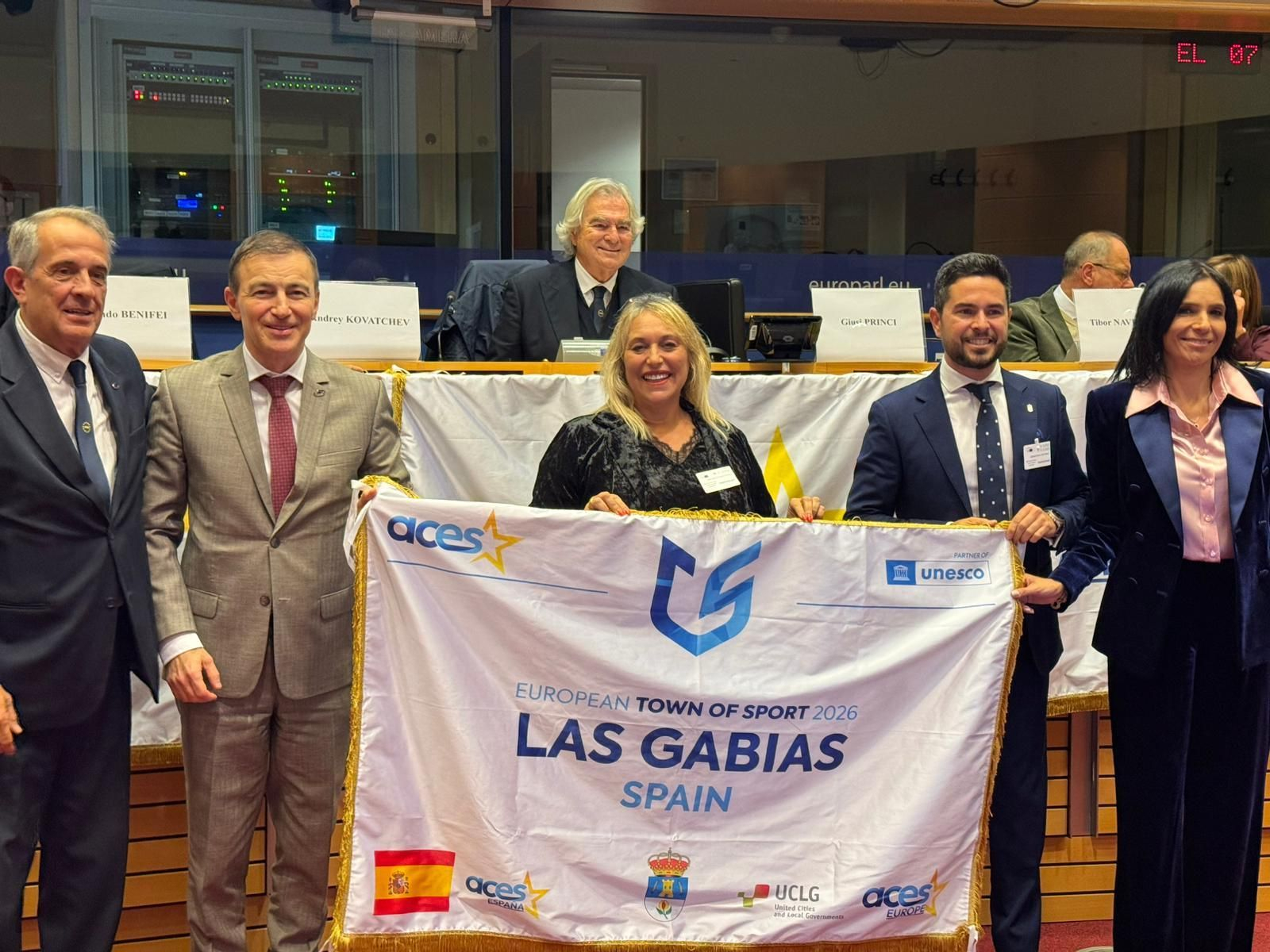 Momento del nombramiento de Las Gabias como Villa Europea del Deporte 2026