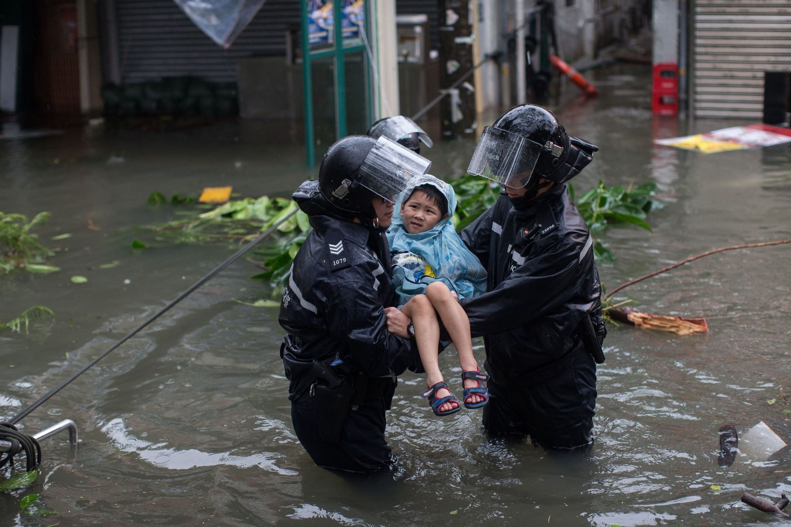 Fotografías del tifón Mangkhut, en Hong Kong