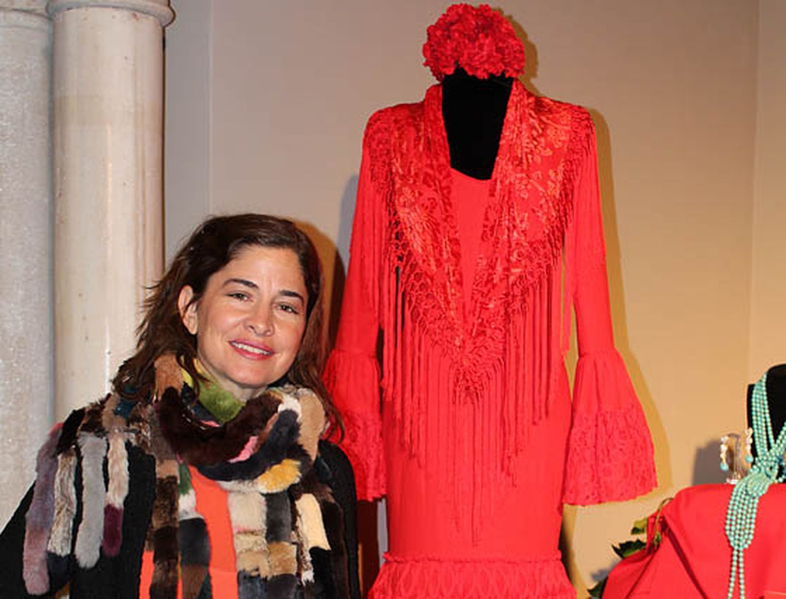Carmen Cañaveral, de la firma Pepa Garrido, con su traje de flamenca rojo.

Foto: Victoria Ramírez
