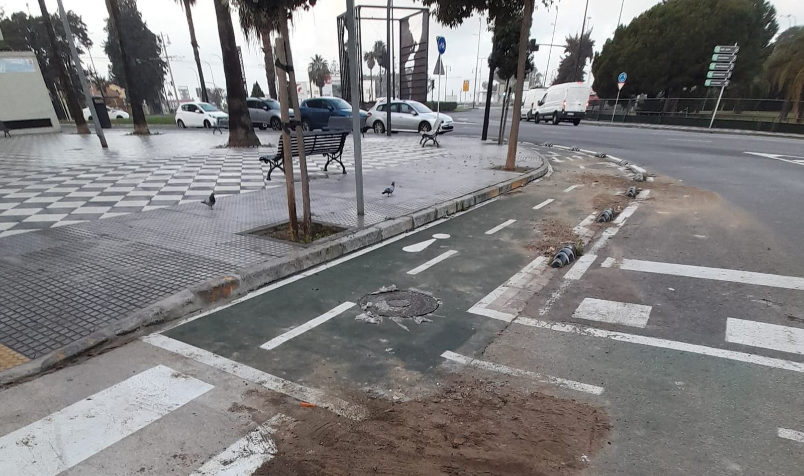 Residuos de alcantarillado que siguen sin recogerse en San Fernando tras las lluvias.