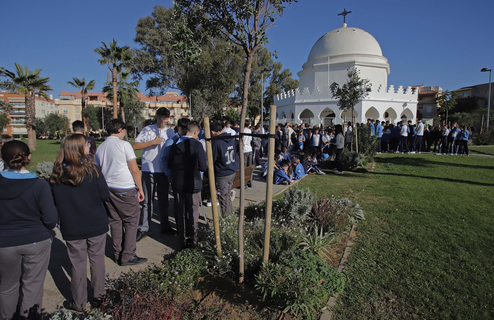 Fotos del simulacro de tsunami en el colegio Nuestra Señora de los Milagros en Algeciras