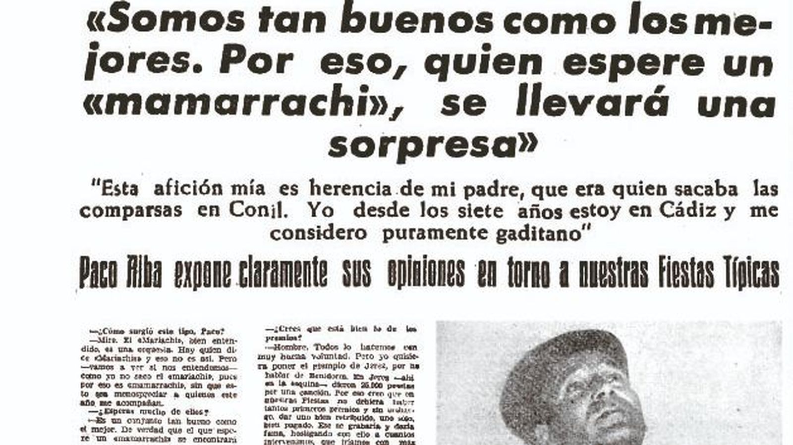 Titular de la entrevista a Paco Alba de 1961