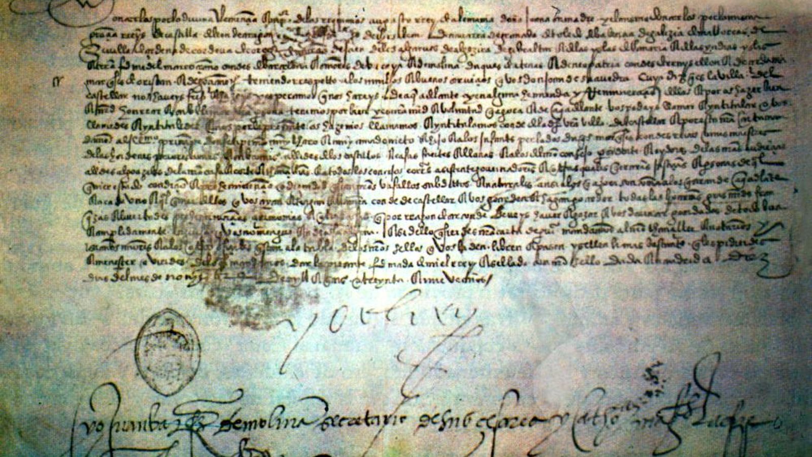 Carta autógrafa fechada en Madrid el 10 de noviembre de 1539 y conservada en el Archivo Ducal de Medinaceli, mediante la cual el rey Carlos I concedía el título de conde de Castellar a don Juan de Saavedra, nieto del conquistador de la villa.
