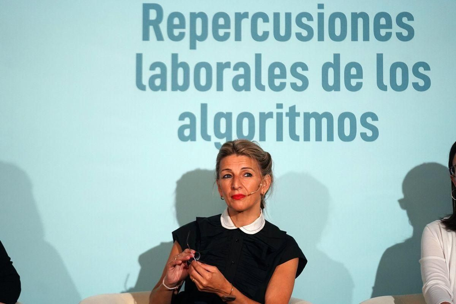 Yolanda Díaz durante la presentación de las repercusiones laborales de los algoritmos.