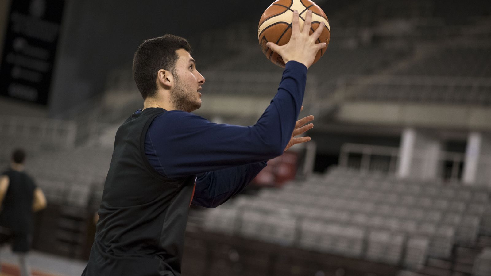 Xabi Oroz, ayer en el Palacio de Deportes