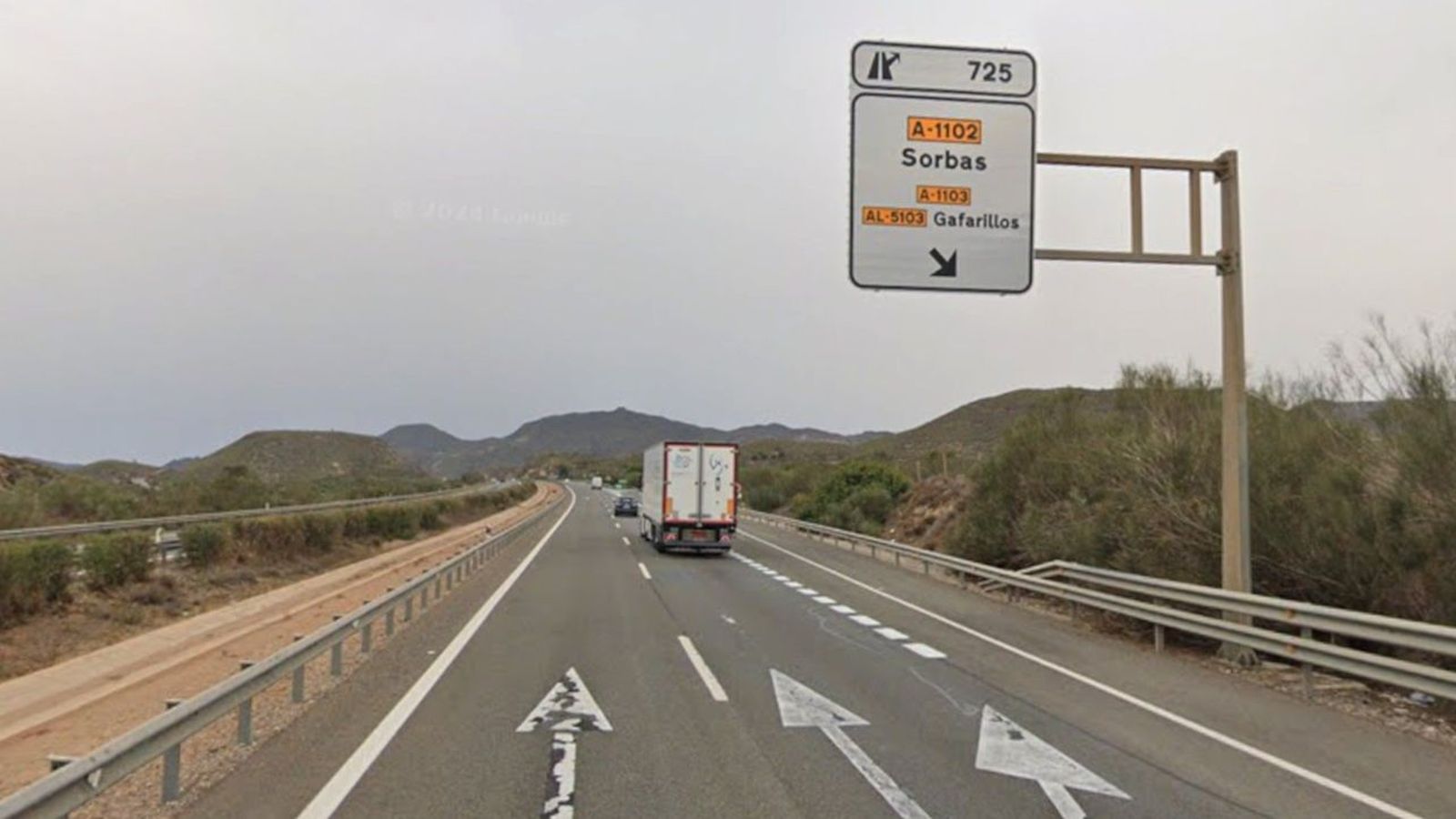 Autovía A-7 en el kilómetro 725, la salida hacia Gafarillos.