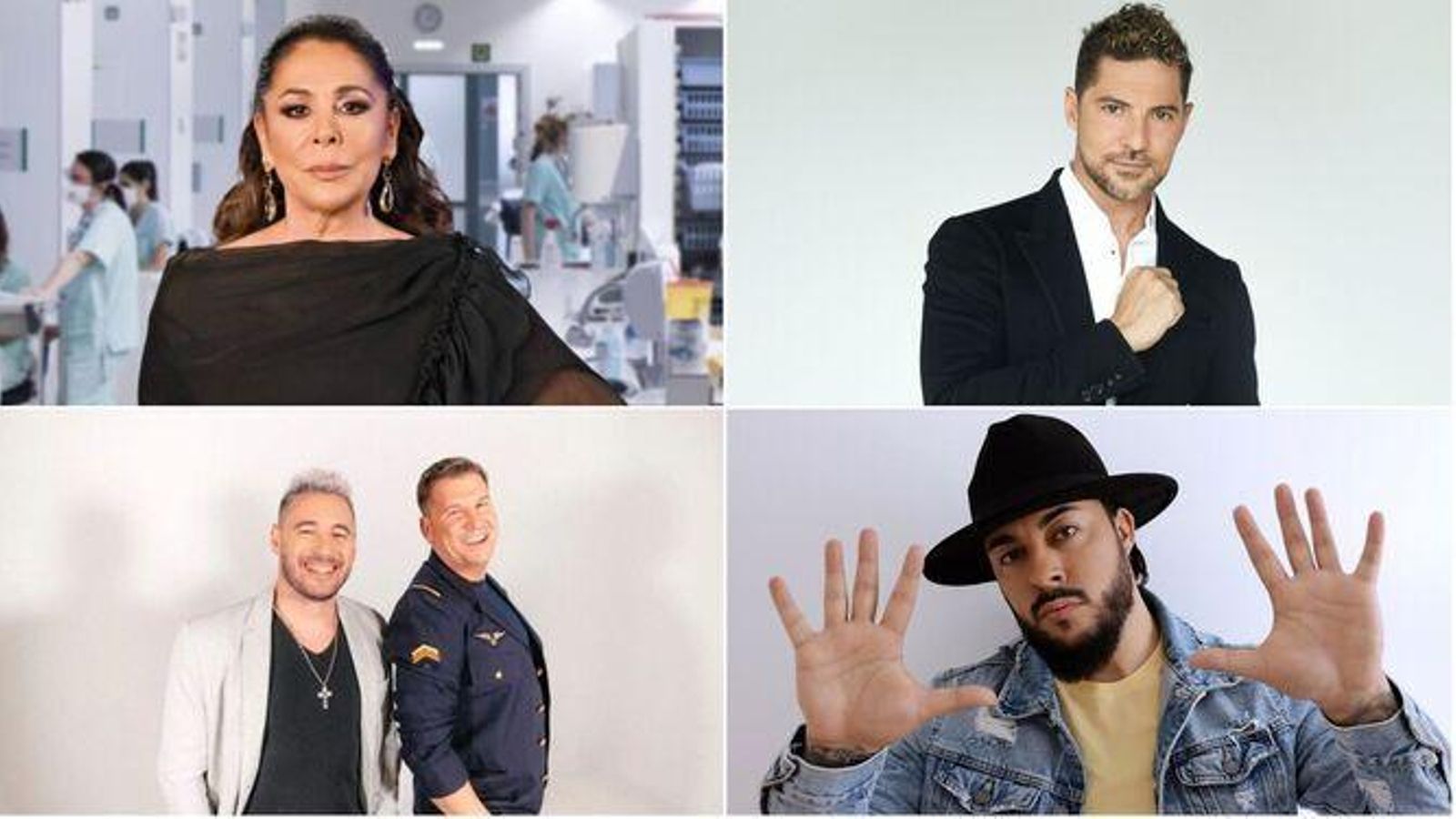 David Bisbal, Isabel Pantoja, Andy y Lucas y Galván Real en concierto en Huelva este 2024.