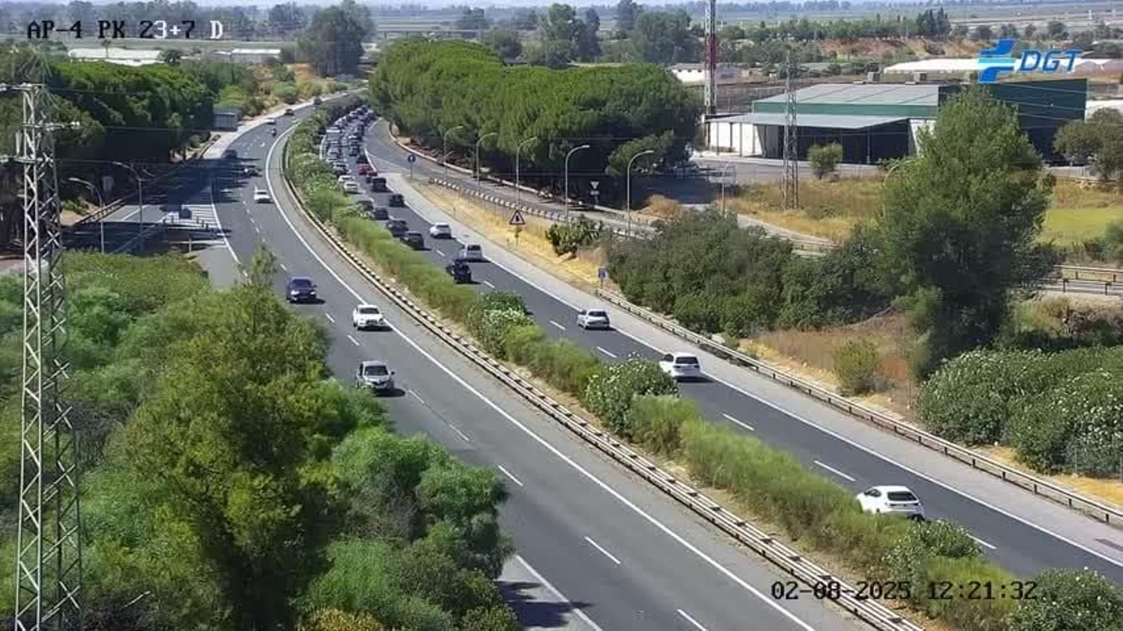 Tráfico en la Ap-4 este sábado 2 de agosto.